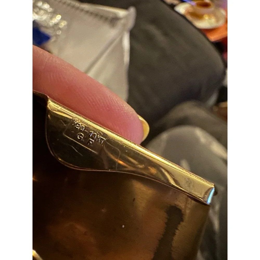Vintage Hickok USA 1/20 10KT Gold Filled Monogram R Money Clip Engraved Brushed